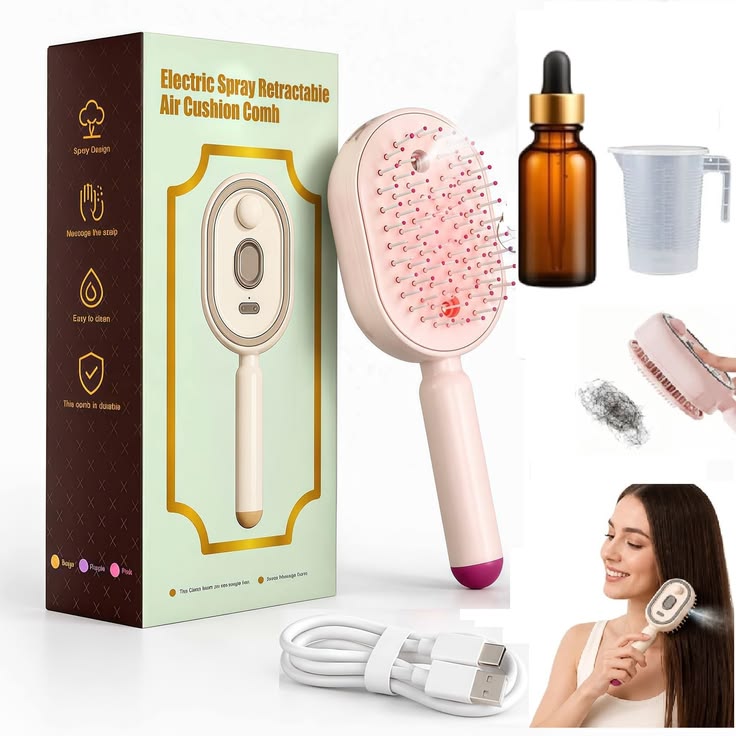 Electric Spray Retractable Air Cushion Comb